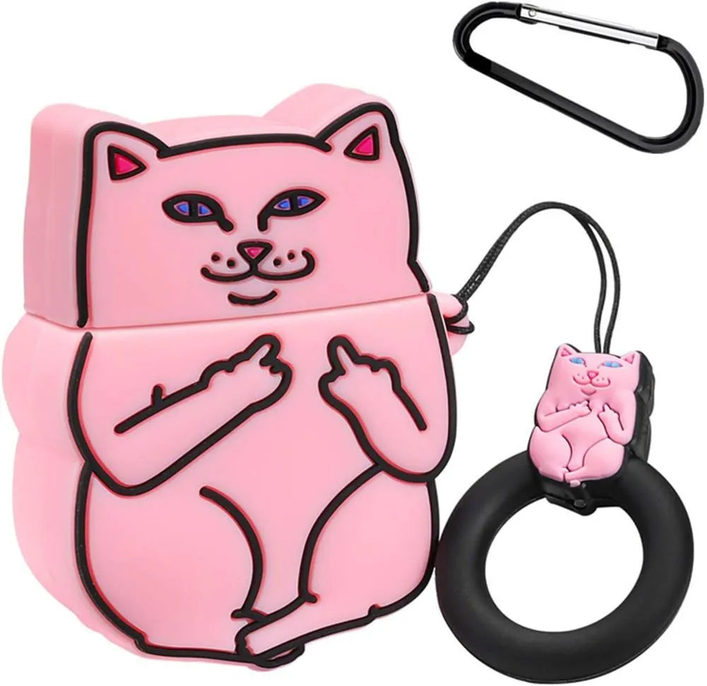 Cartoon silicone protective flip-case for AirPods 2 earphones in various animal and fruit designs