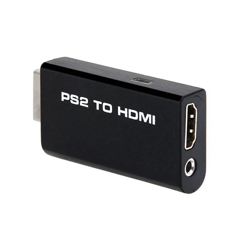 Black PS2 to HDMI audio-video converter with PS/2 interface and HDMI output port