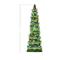 Set of three resin Christmas tree decorations in 20cm, 25cm, and 30cm sizes with LED lights.