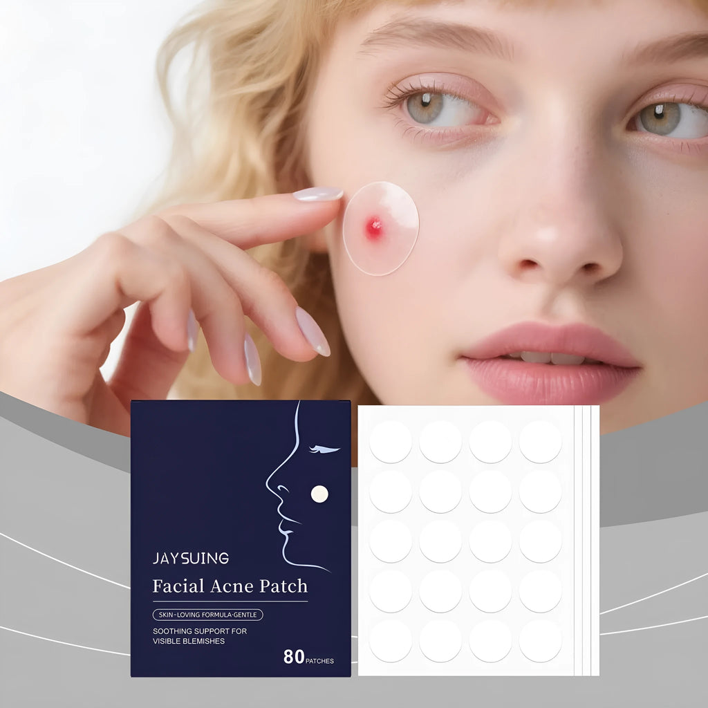 Transparent hydrocolloid acne patches for facial spot treatment in pack of 80