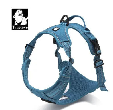 Truelove padded reflective nylon dog harness with front and back clips, orange colour