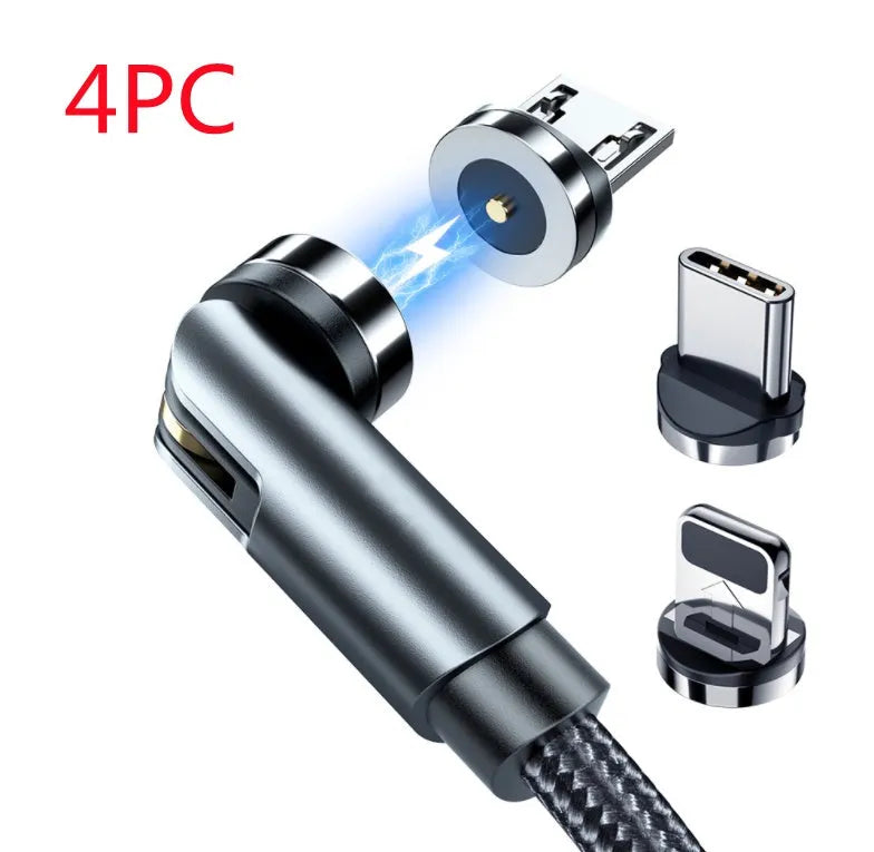 Essager 360-degree rotate magnetic USB-C charging cable with nylon braid, blue LED indicator, and aluminium alloy connector in black