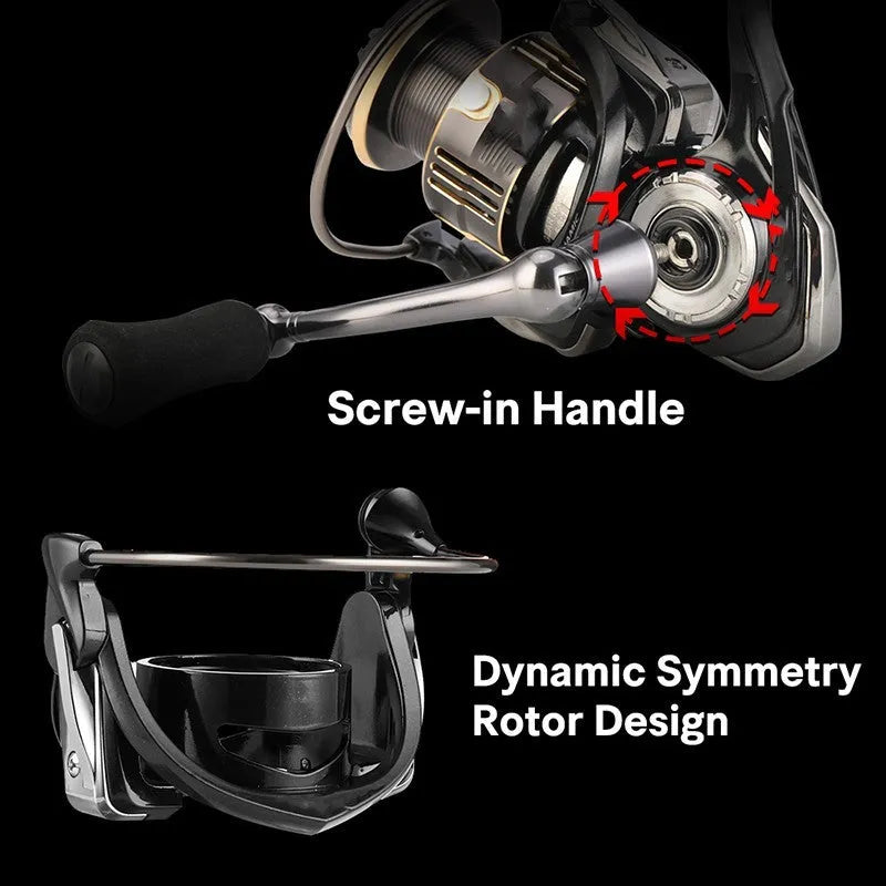 All-metal front relief spinning wheel with 11 axles, 6.2:1 gear ratio, and left/right interchangeable handle, 92x92x92mm.