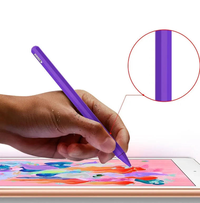 Silicone stylus pen holder for Apple Pencil 2nd generation, frame type, solid colour, with anti-lost sleeve option.