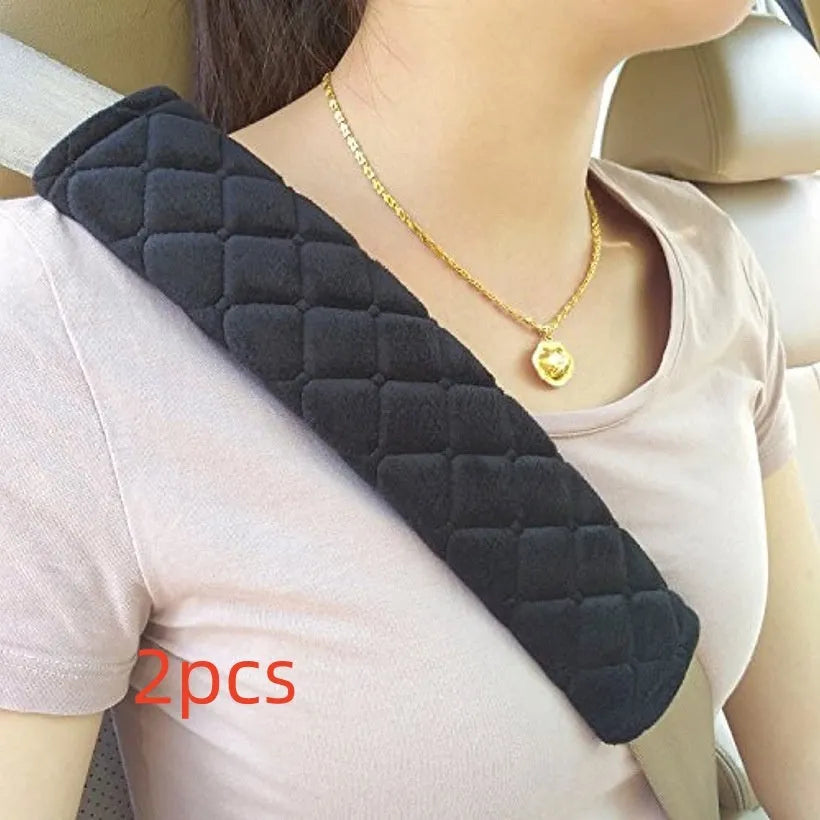 Black cotton car seat belt shoulder pad for children, size 26.5x6cm