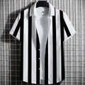 Men's linen short sleeve T-shirt with a 3D printed striped pattern, shown in multiple colour options.