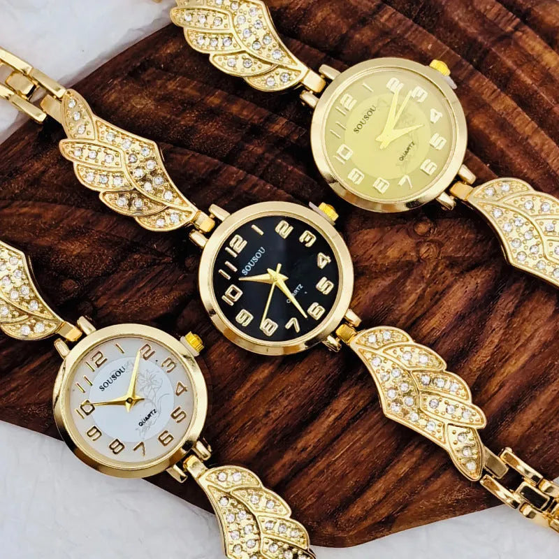 Stainless steel women's watch with round dial and vachette clasp in gold colour option