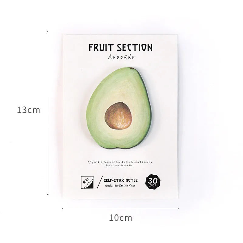 Fruit series notepaper pad with 30 sheets of thick special paper in Avocado, Coconut and Melon colours