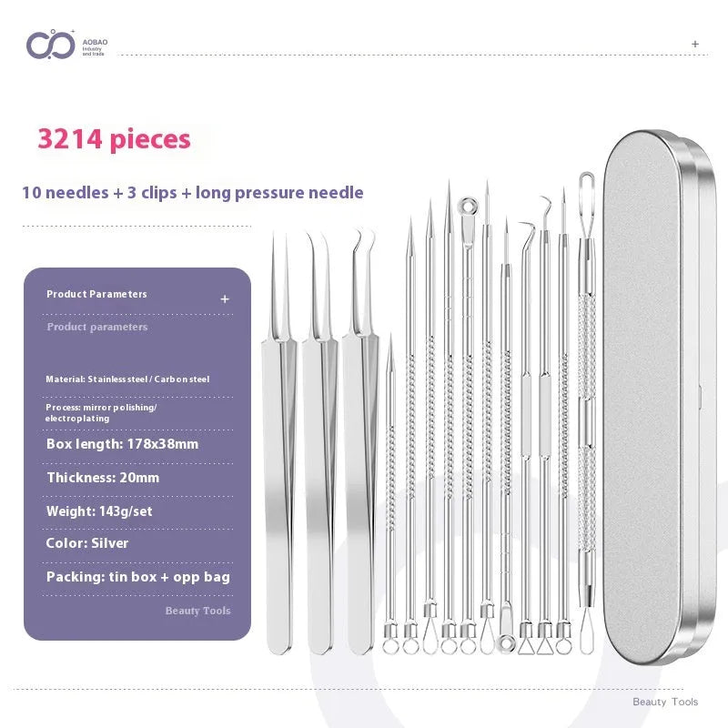 Four metal acne needles with ultra fine points, shown in assorted colours from a 33-option range.