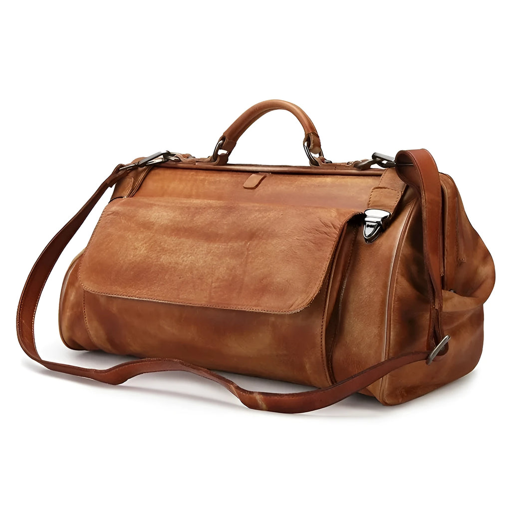Genuine leather business travel bag Italian crocodile leather 19 inch brown colour