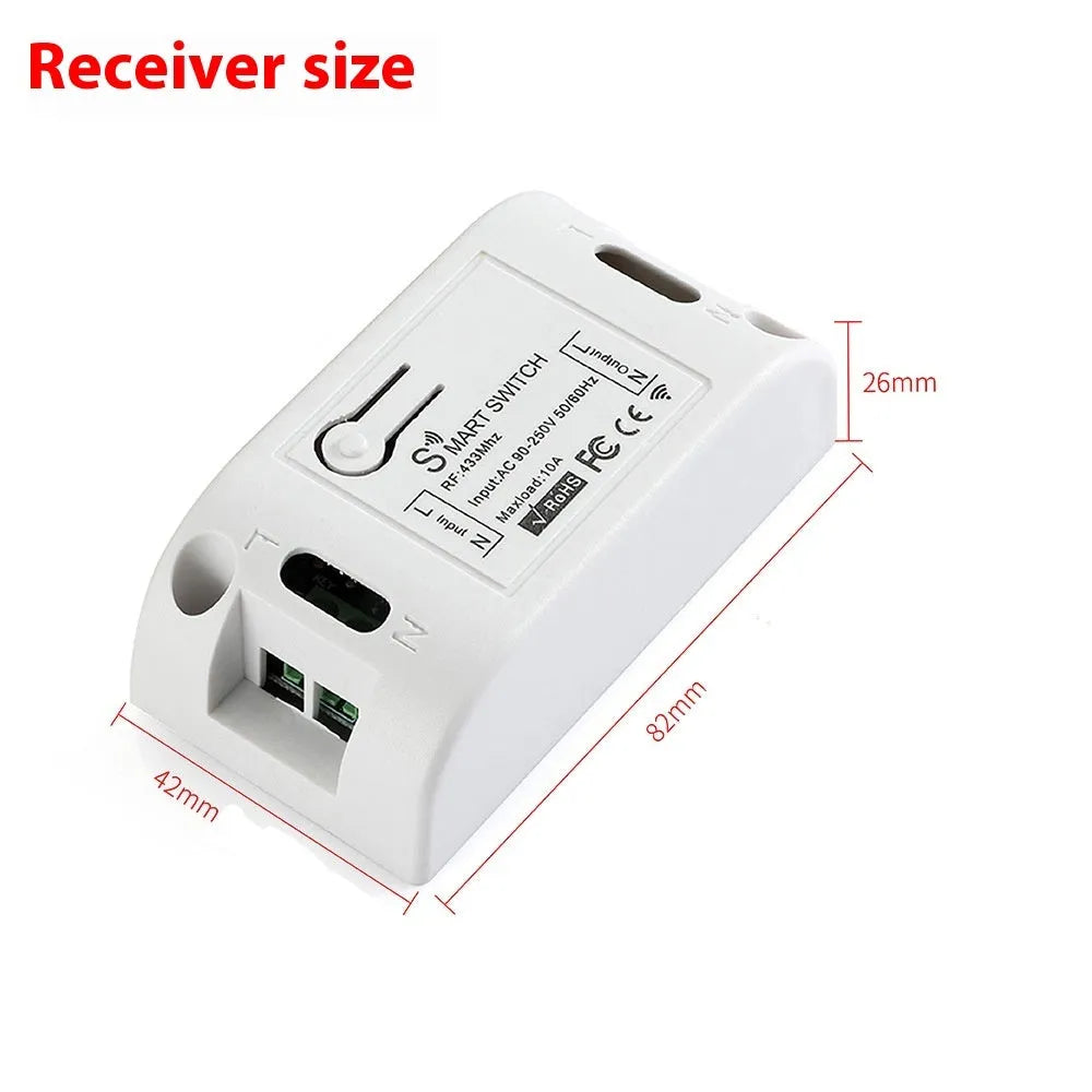Gray mini square wireless remote receiver with 433MHz and overload protection for home use