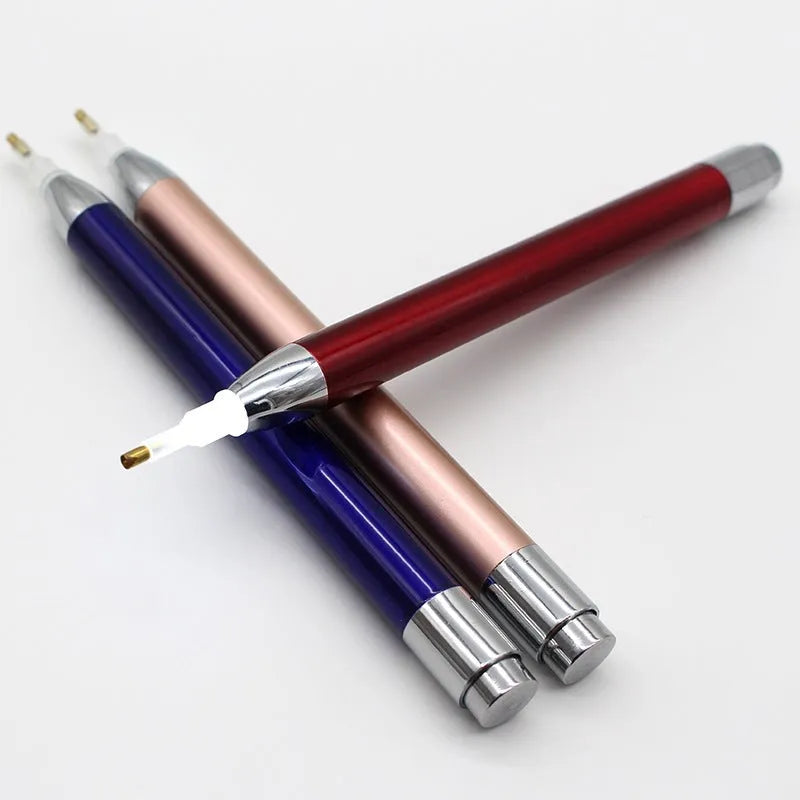 Luminous aluminium alloy single-head drill pen for diamond painting in gold, red, or blue colour options