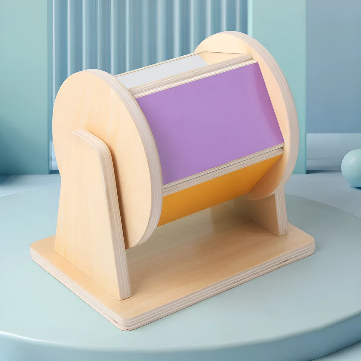 Wooden five-sided textile drum in Colour 042 for infant voice recognition training