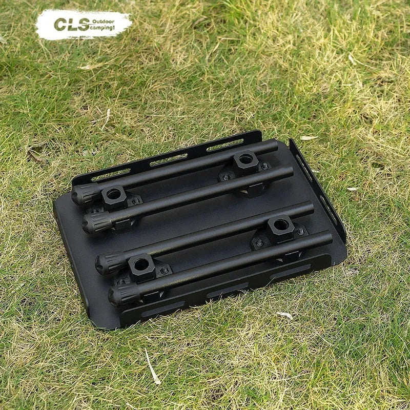 CLS aluminium alloy dual use folding camping table and stool shown in Army Green colour.