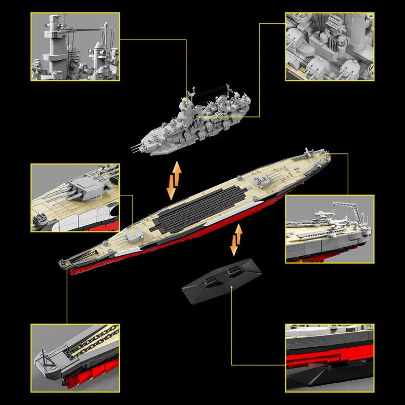 High difficulty puzzle splicing building blocks USS Missouri battleship plastic model kit in colour box