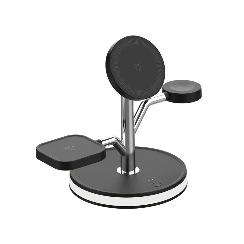 Z8 vertical 3-in-1 wireless charger for phone and watch, ABS+PC, 190x120x157mm, black or white