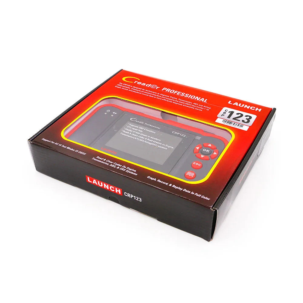 CRP123 handheld automotive diagnostic scanner with cables and accessories for vehicle fault code reading