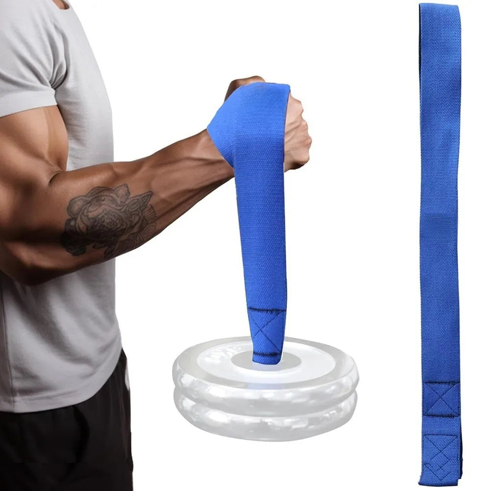 65cm long 5cm wide arm strength training belt in polyester with stainless steel and metal hardware