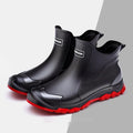 Men's PVC non-slip flat heel short rubber boots in solid colours
