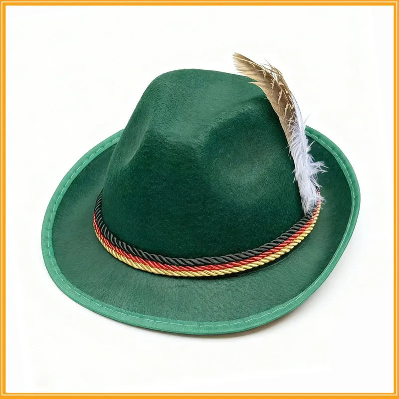 Performance Composite Turkey Feather Hat velvet fedora jazz hat in light gray with feather decoration