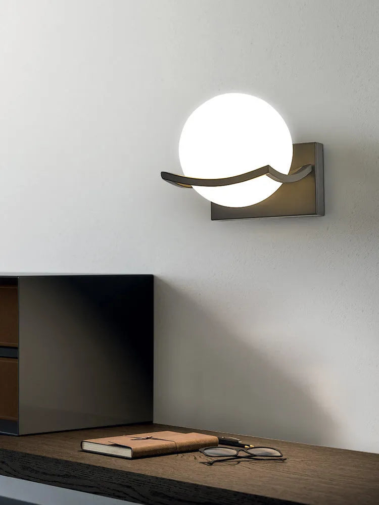 Black modern minimalist wall lamp with choice of cover, 85-265V, 5W or 12W, 160mm x 180mm x 180mm