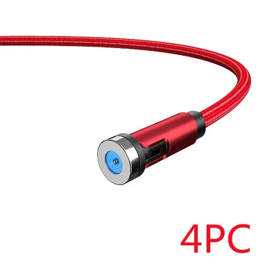 Essager 360-degree rotate magnetic USB-C charging cable with nylon braid, blue LED indicator, and aluminium alloy connector in black