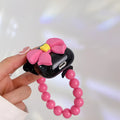 Black double ear bow knot TPU protective case for AirPods with chain clamshell design