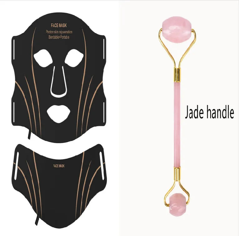 Black gold band scarf silicone IPL LED red light beauty mask with touch screen controls