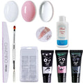 Nail crystal extender set with 3 gel polishes, brush, file, clamp, 30ml rinse and 100 nails