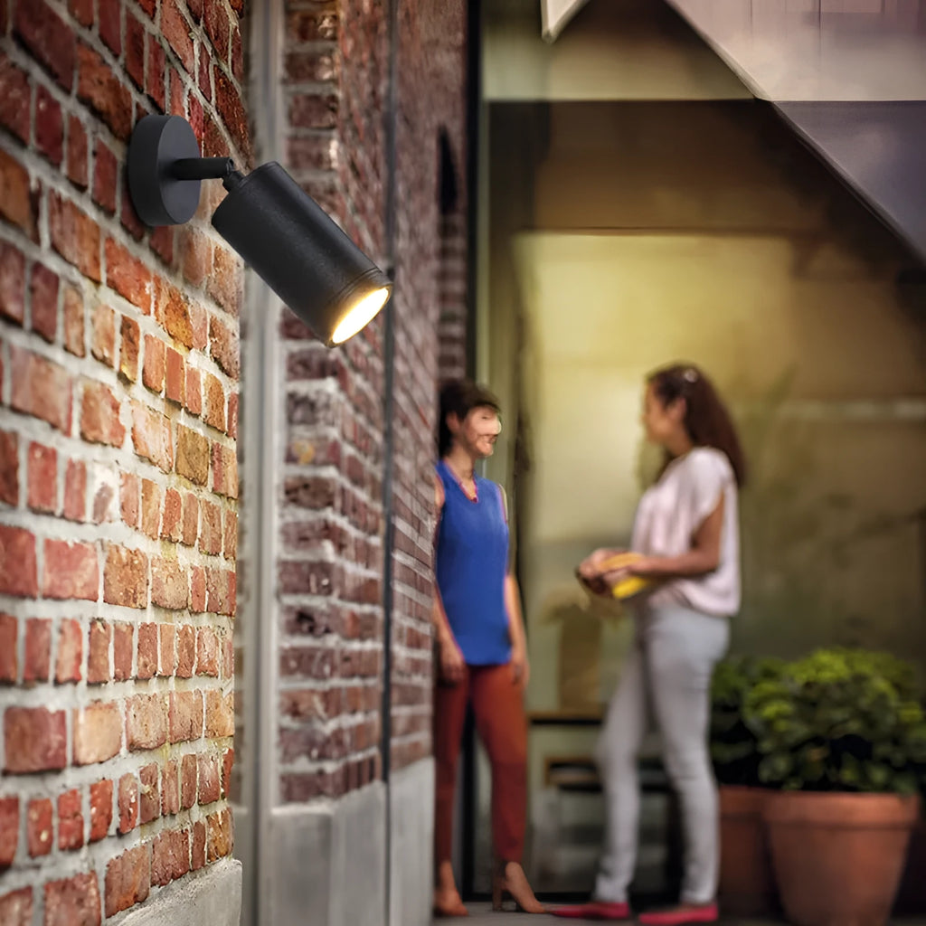 Aluminium outdoor ground lamp with LED light for garden or lawn.