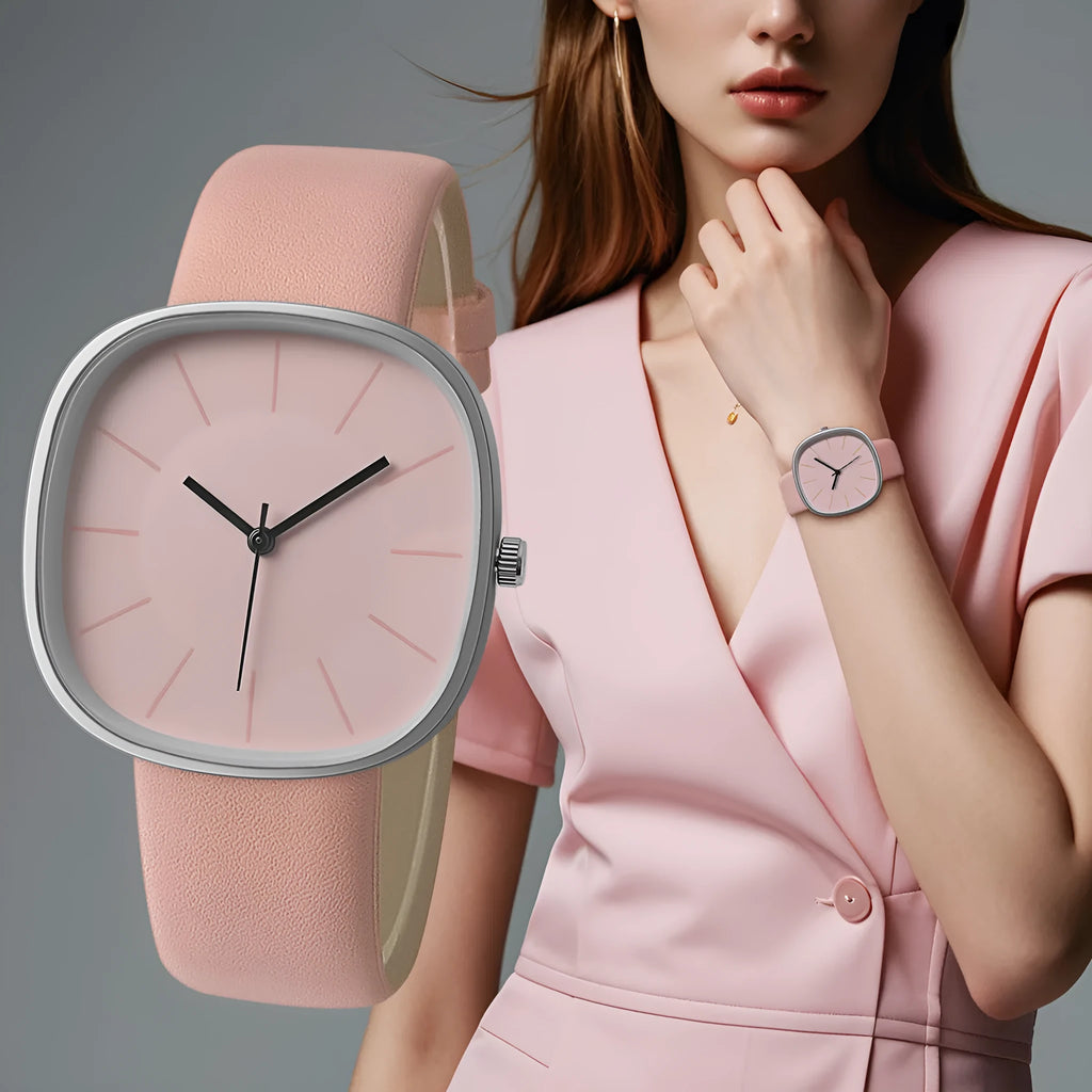 Square silicone strap watch, 10mm thick, organic glass mirror, stainless steel bottom, pin buckle, five colours