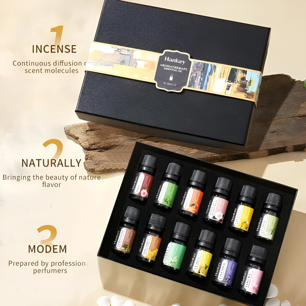 Boxed water-soluble aromatherapy essential oil sets in multiple quantity options