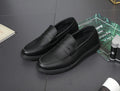 Men's black slip-on shoes with tassel, microfiber upper, and rubber sole in Korean retro style