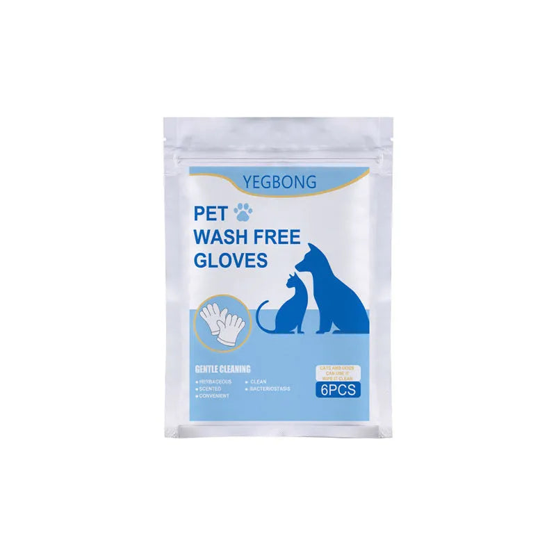 Pack of six disposable aluminium foil pet grooming gloves for cat and dog hair removal, bagged