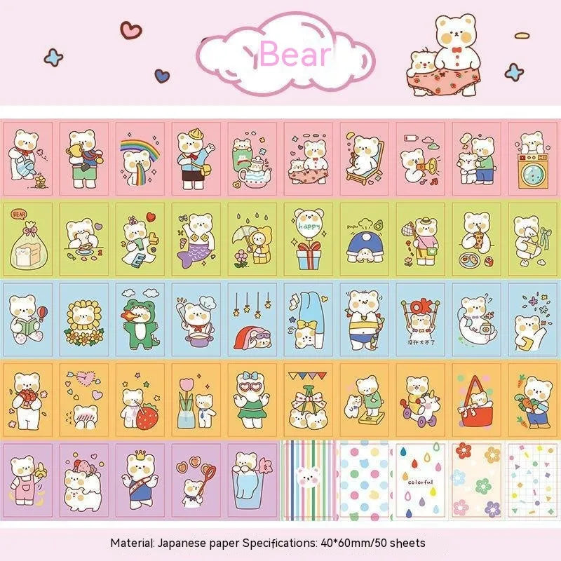 Hand-drawn heart stickers with cartoon characters for notebooks and screen protectors