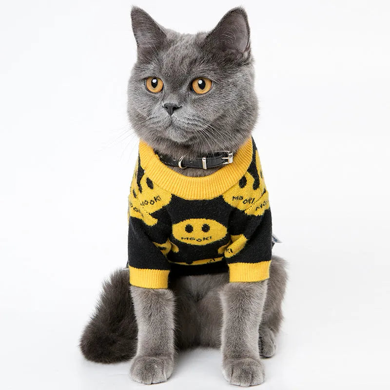 MK9 smile sweater for dogs and cats in black wool knit casual style