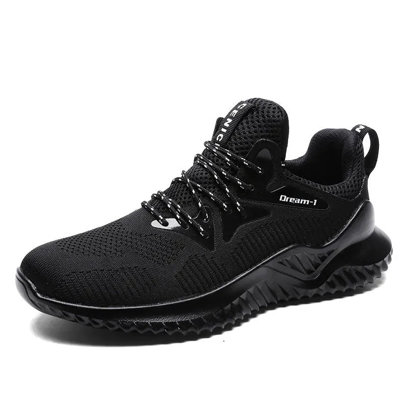Adult breathable running shoe with mesh upper, front strap, and MD sole on a white background.