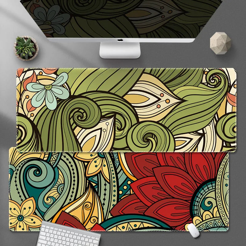 Black red art design XXL non-slip wear-resistant mouse pad on desk