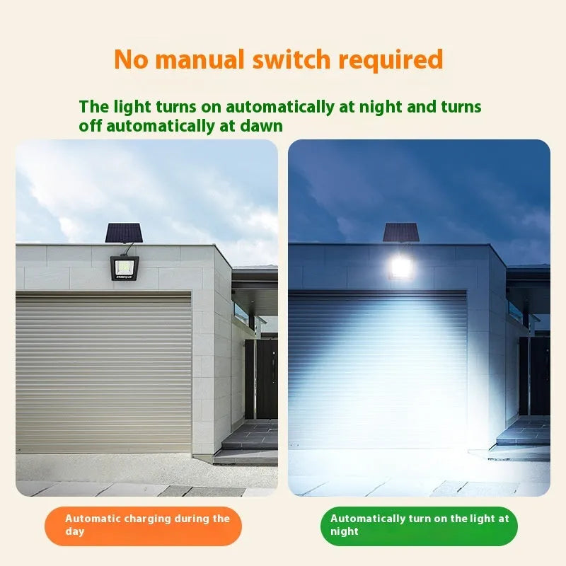 Outdoor solar-powered LED light with waterproof housing for garden and courtyard illumination
