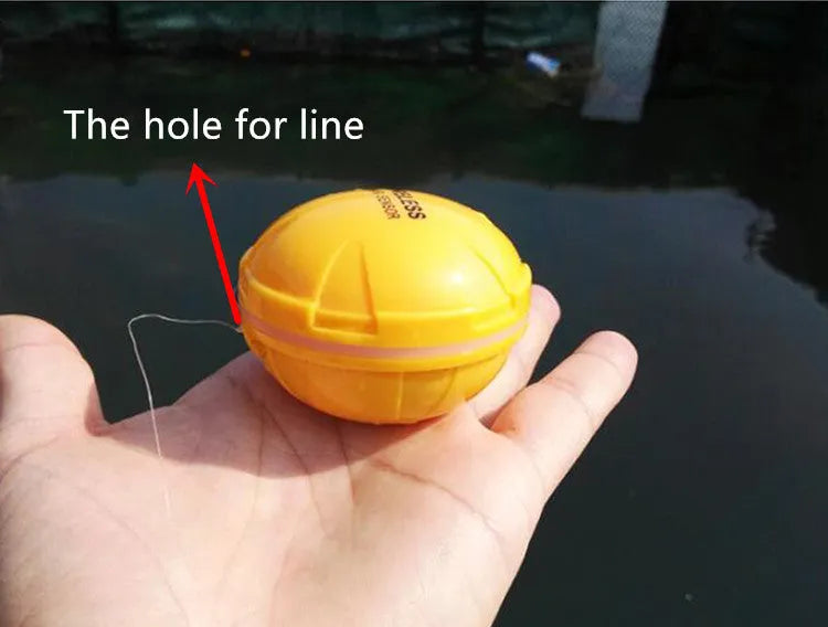 Yellow wireless sonar fish finder with compact 68x68x50cm housing for handheld use