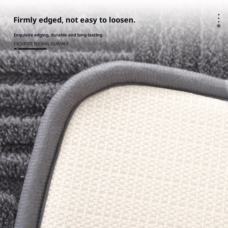 Solid colour non-slip floor mat in beige, grey or white, woven polyester, square, 40x60cm to 60x90cm