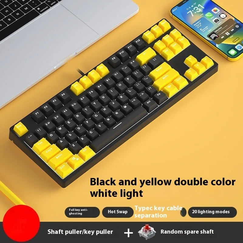 87-key wired mechanical keyboard with two-colour backlighting and hot-swappable switches