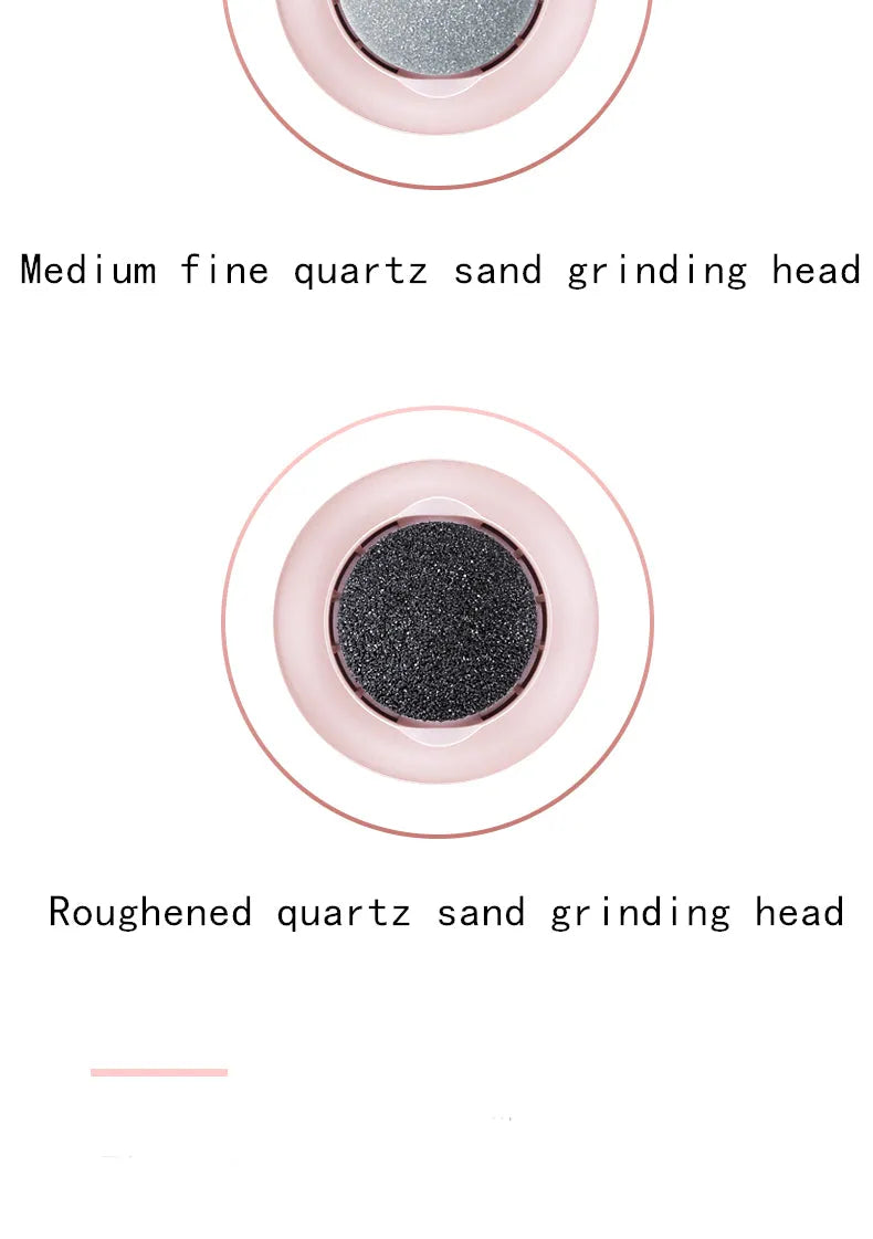 Multifunctional electric foot file grinder in beige with two diamond grinding heads and sponge ring