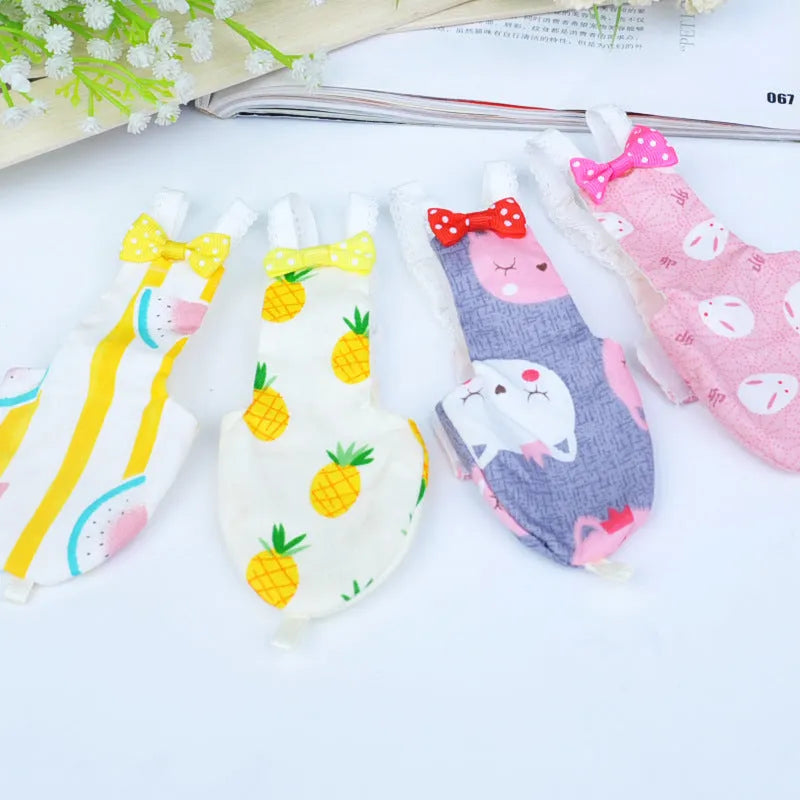 Cotton cloth bird diaper for parrots in size XS S M L with four patterns including Pineapple and Gray Cat