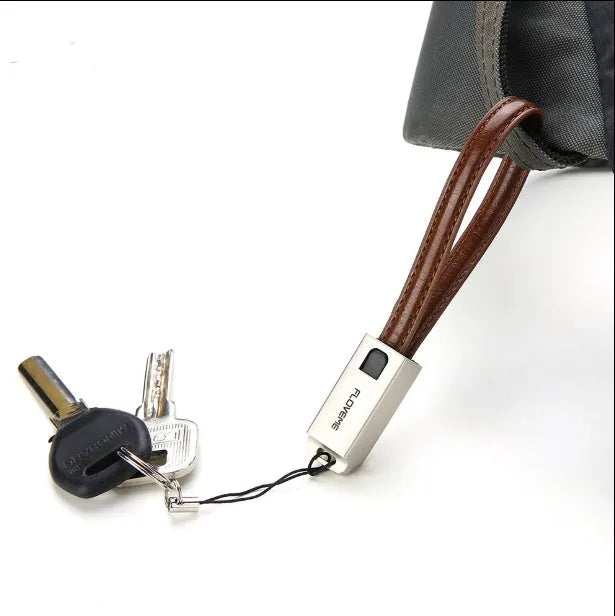 20cm leather USB-C to Lightning charging cable for iPhone in black, brown, or red colours