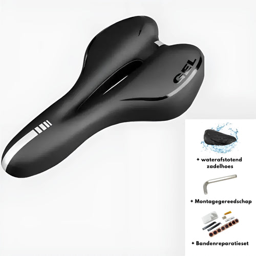 Thickened silicone bicycle saddle cushion with waterproof cover and maintenance tools