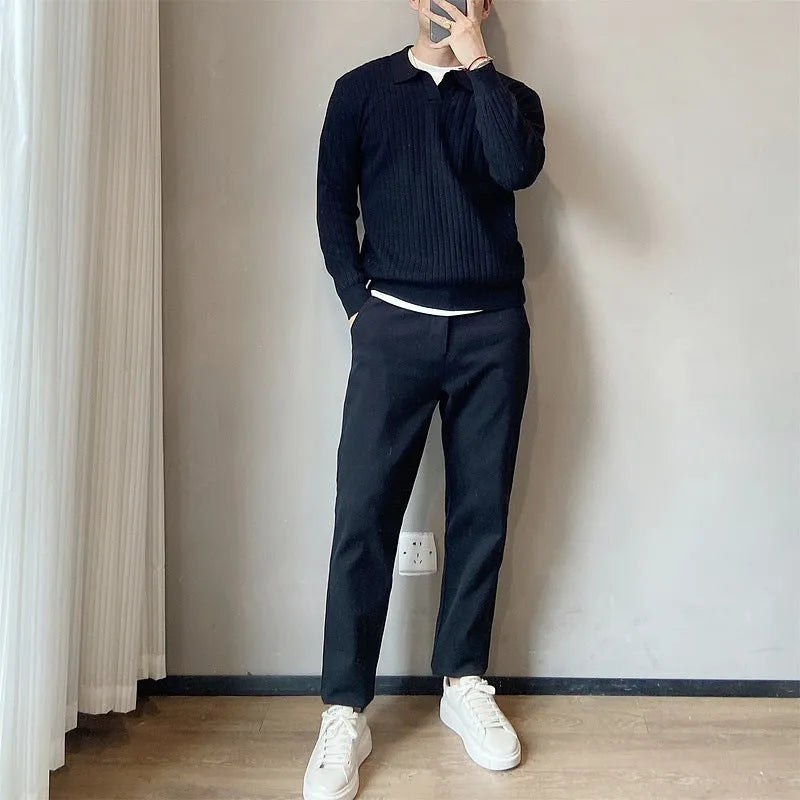 Men's loose fit modal and rabbit fur blend knitted sweater in autumn colours