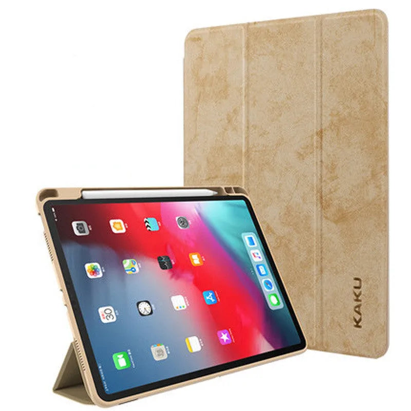 Leather tablet case with pen slot in clamshell design for iPad 10.2 10.5 9.7 Air Mini