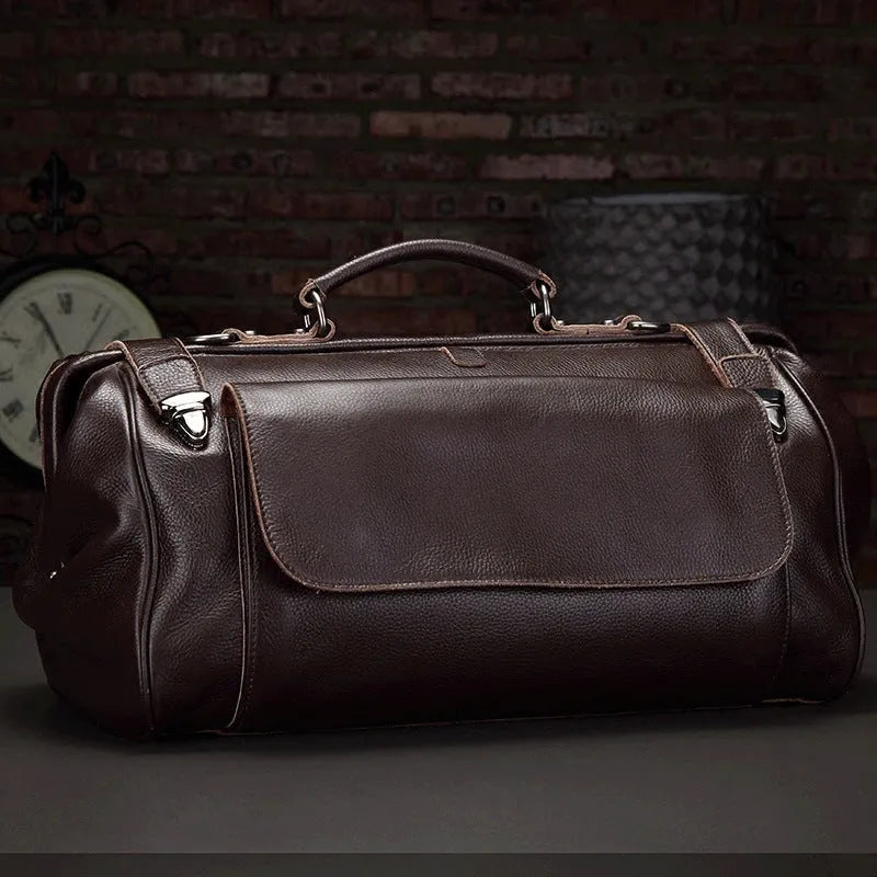 Genuine leather business travel bag Italian crocodile leather 19 inch brown colour