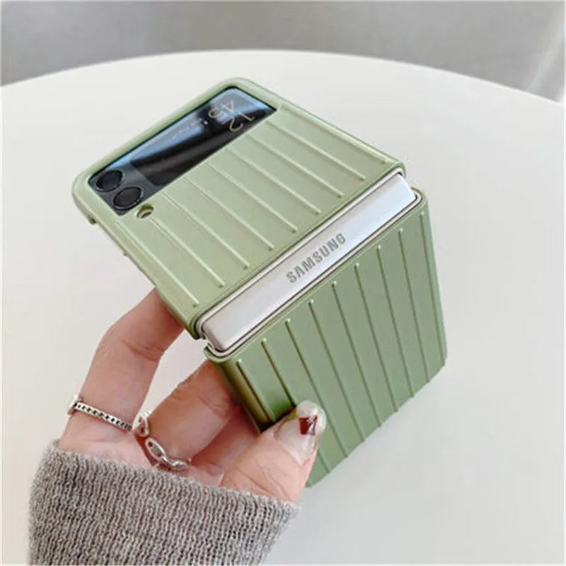 Samsung Z Flip3 ultra-thin flip phone case in black, red, pink, silver, gold, sky blue, or light green.